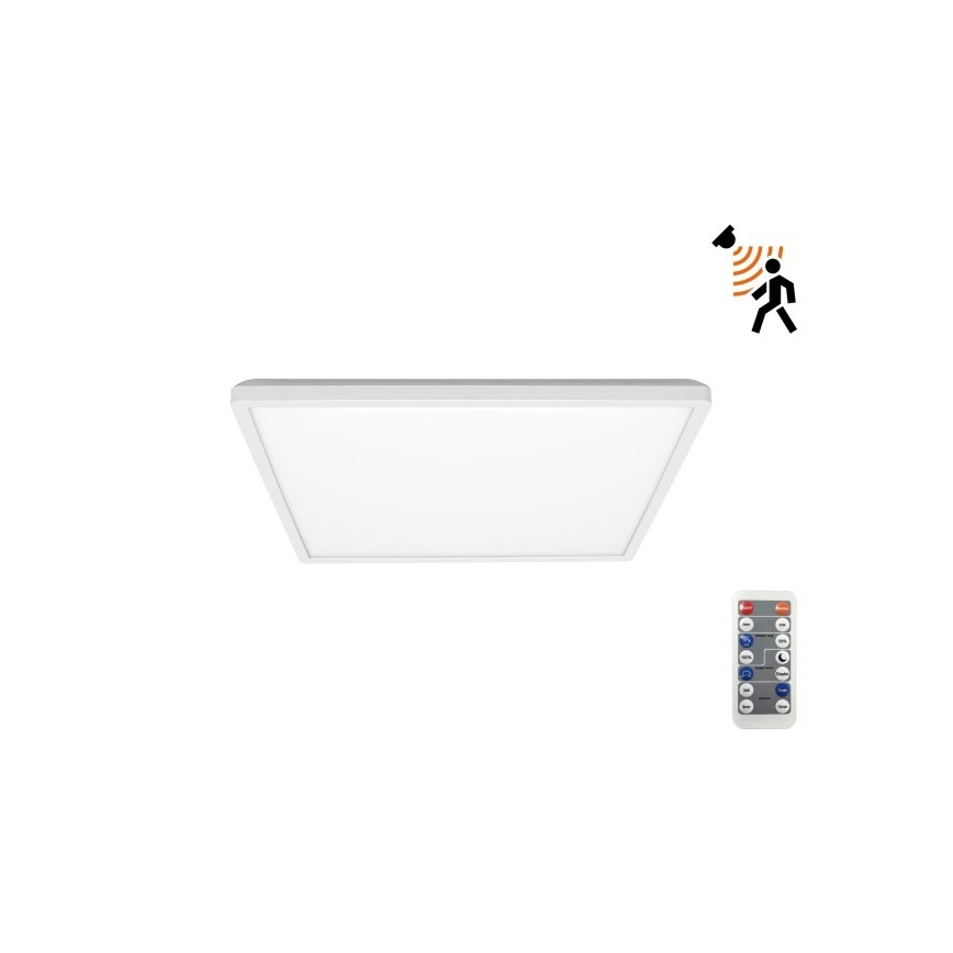 LED Valgusti vannituppa koos liikumis- ja hämardusanduriga NIVERA LED/12W/230V IP54 3000/4000/6000K 22,5x22,5 cm valge + kaugjuhtimispult