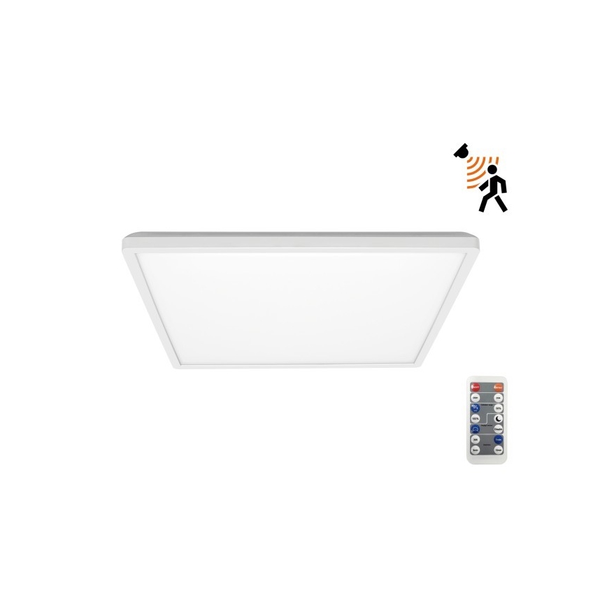 LED Valgusti vannituppa koos liikumis- ja hämardusanduriga NIVERA LED/18W/230V IP54 3000/4000/6000K 30x30 cm valge + kaugjuhtimispult