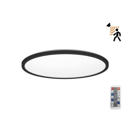LED Valgusti vannituppa koos liikumis- ja hämardusanduriga NIVERA LED/18W/230V IP54 3000/4000/6000K d. 30 cm must + kaugjuhtimispult