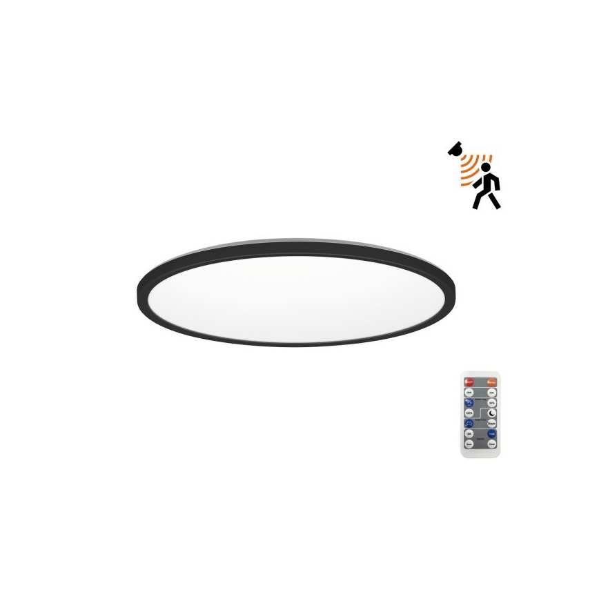 LED Valgusti vannituppa koos liikumis- ja hämardusanduriga NIVERA LED/18W/230V IP54 3000/4000/6000K d. 30 cm must + kaugjuhtimispult