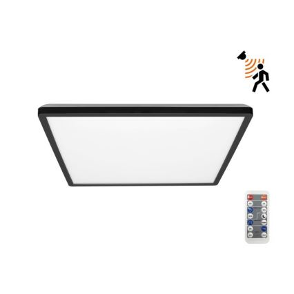 LED Valgusti vannituppa koos liikumis- ja hämardusanduriga NIVERA LED/24W/230V IP54 3000/4000/6000K 30x30 cm must + kaugjuhtimispult
