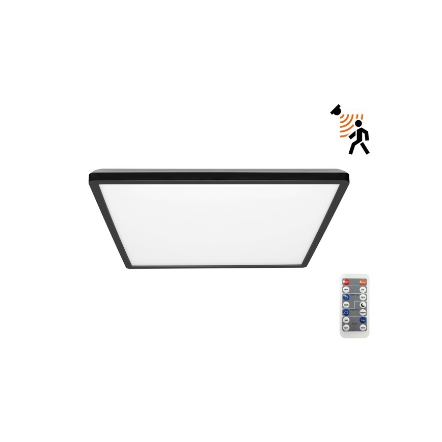 LED Valgusti vannituppa koos liikumis- ja hämardusanduriga NIVERA LED/24W/230V IP54 3000/4000/6000K 30x30 cm must + kaugjuhtimispult