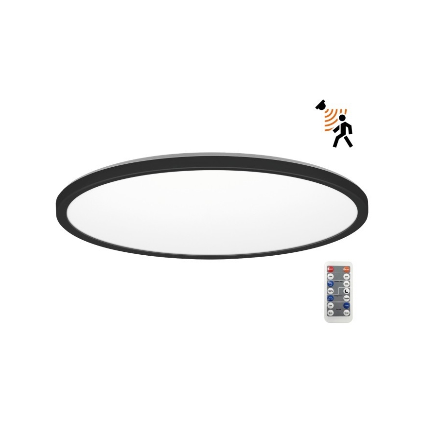 LED Valgusti vannituppa koos liikumis- ja hämardusanduriga NIVERA LED/32W/230V IP54 3000/4000/6000K d. 42 cm must + kaugjuhtimispult