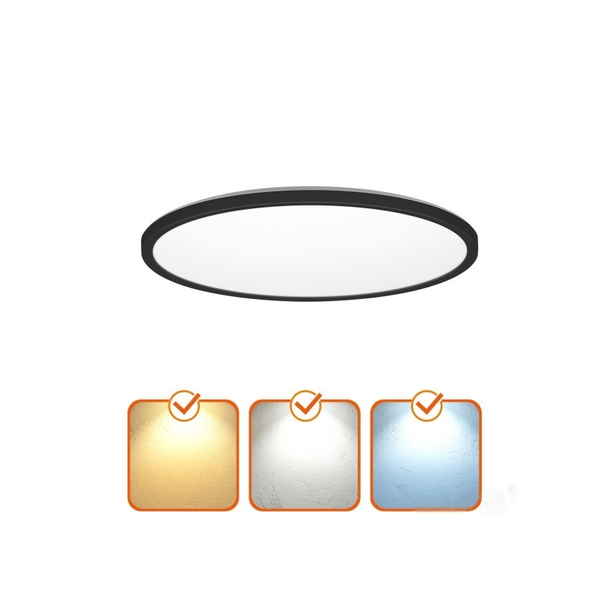 LED Valgusti vannituppa koos liikumis- ja hämardusanduriga NIVERA LED/32W/230V IP54 3000/4000/6000K d. 42 cm must + kaugjuhtimispult