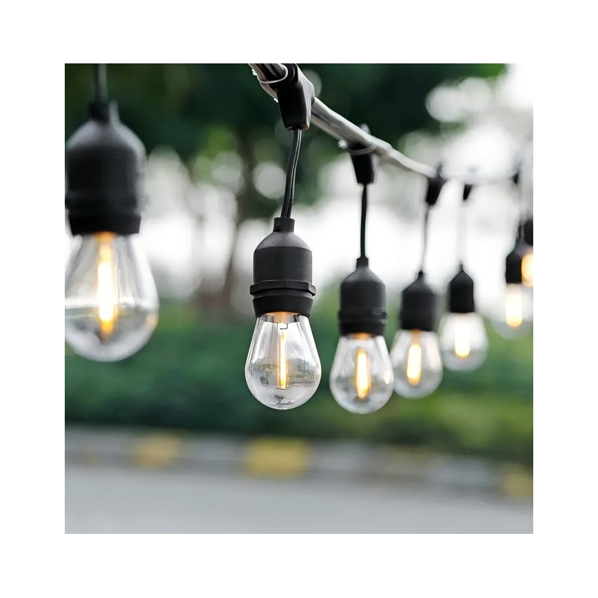 LED Väli dekoratiivne kett 10xE27/1W/230V 10 m IP65 must