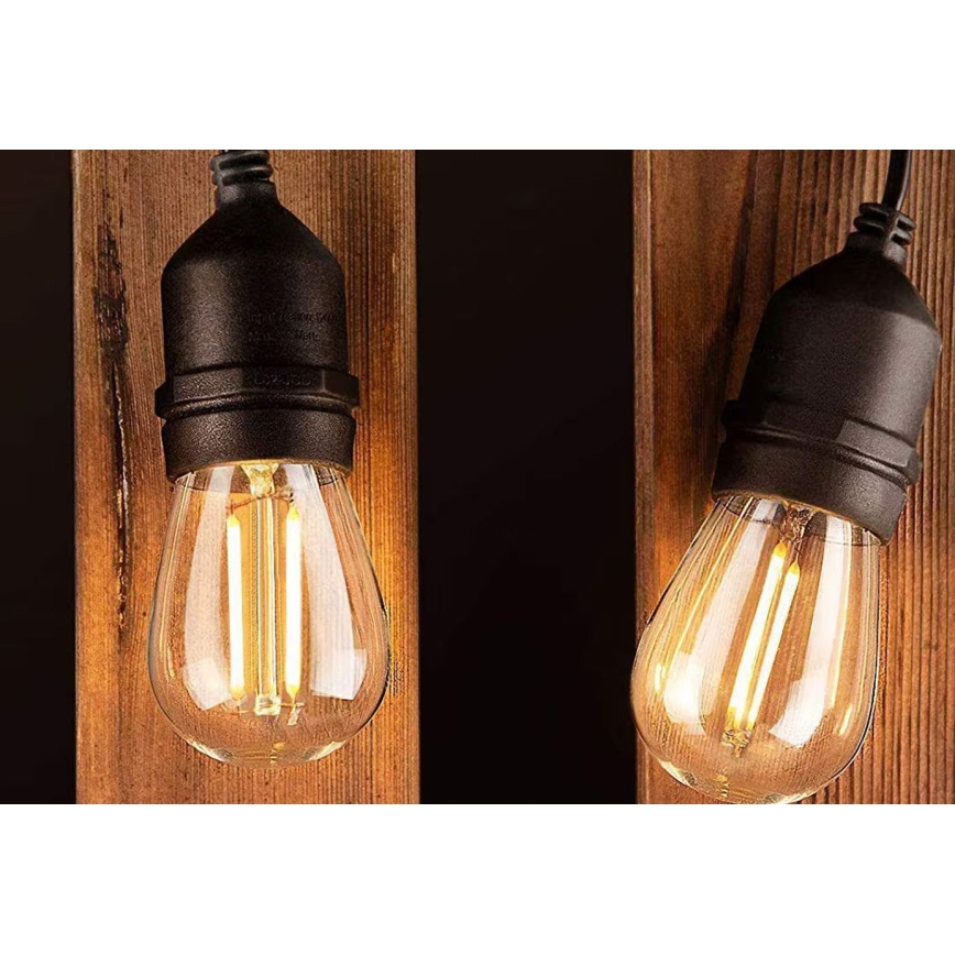 LED Väli dekoratiivne kett 20xE27/1W/230V 10 m IP65 must