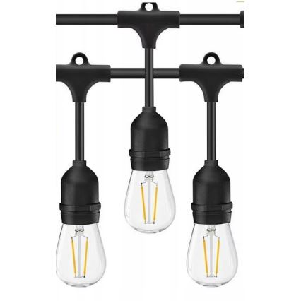 LED Väli dekoratiivne kett 20xE27/1W/230V 10 m IP65 must