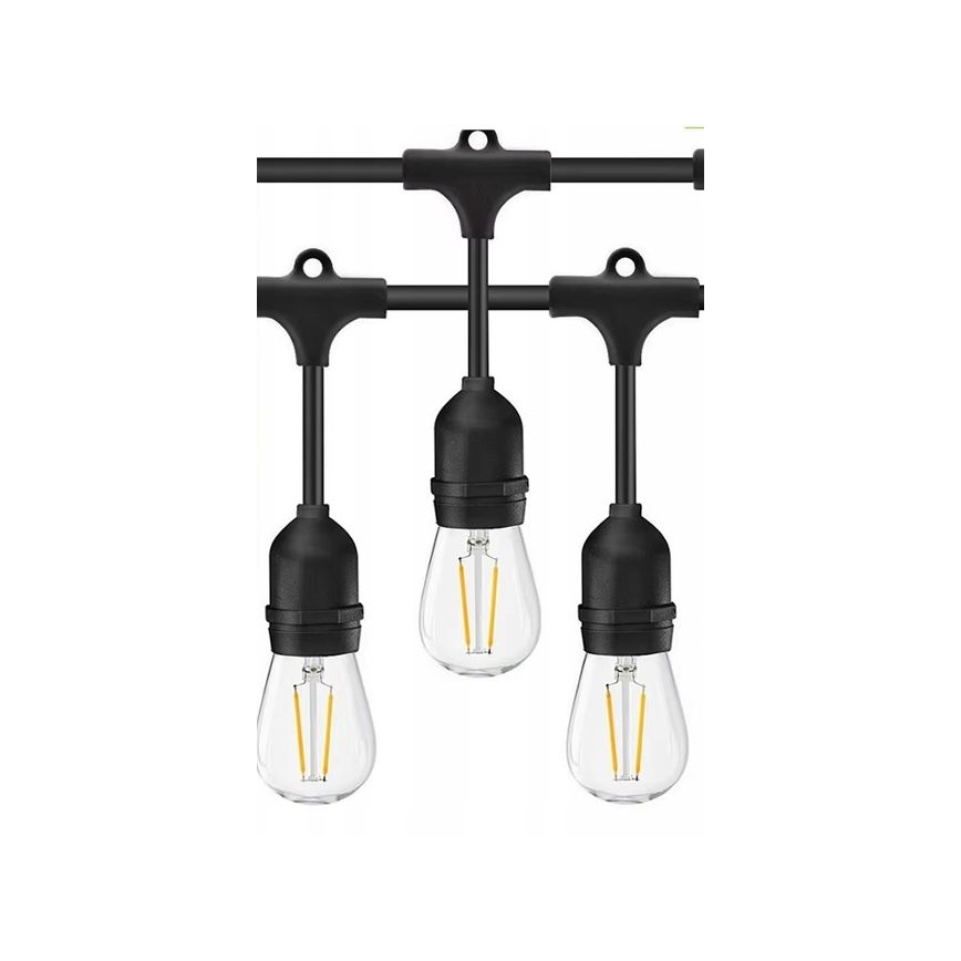 LED Väli dekoratiivne kett 20xE27/1W/230V 10 m IP65 must