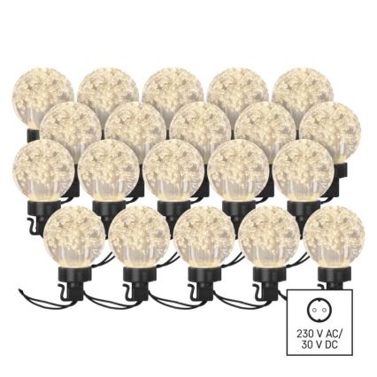 LED Väli dekoratiivne kett 20xLED/12,6m IP44 soe valge