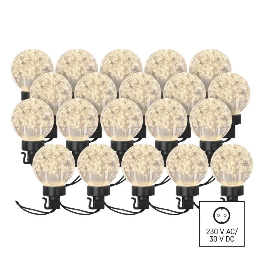 LED Väli dekoratiivne kett 20xLED/12,6m IP44 soe valge