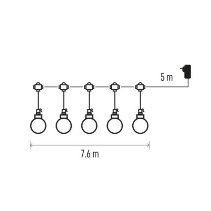 LED Väli dekoratiivne kett 20xLED/12,6m IP44 soe valge