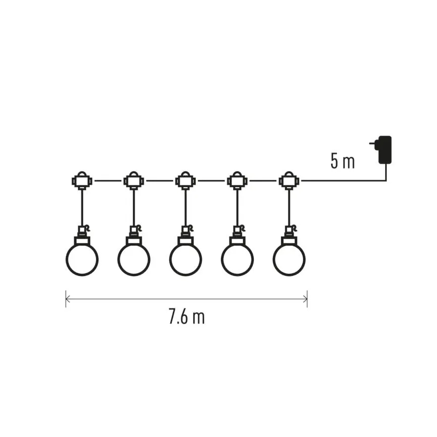 LED Väli dekoratiivne kett 20xLED/12,6m IP44 soe valge