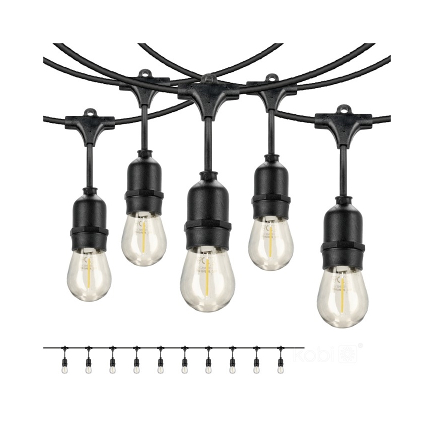 LED Väli dekoratiivne kett BAJA ST64 10xE27/1W/230V 10,9m IP44 soe valge