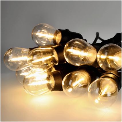 LED Väli dekoratiivne kett BAJA ST64 10xE27/1W/230V 10,9m IP44 soe valge