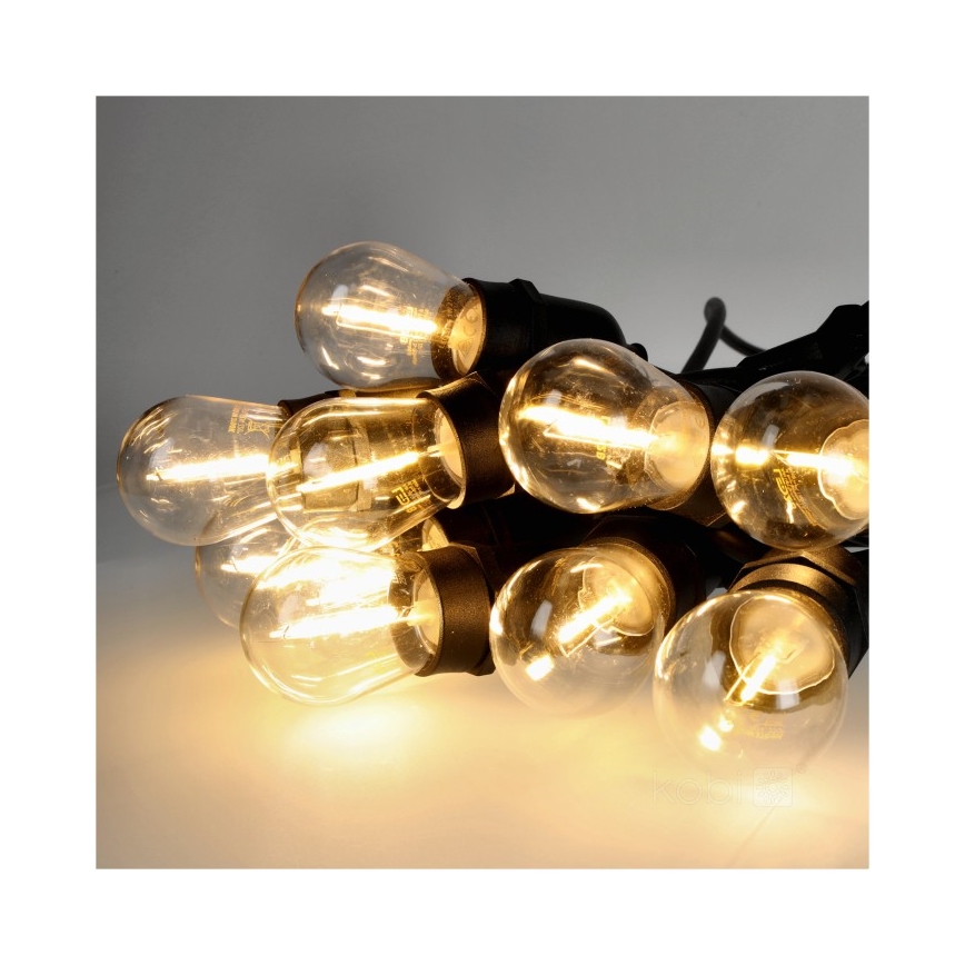 LED Väli dekoratiivne kett BAJA ST64 10xE27/1W/230V 10,9m IP44 soe valge