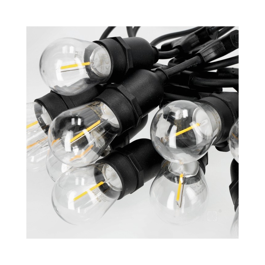 LED Väli dekoratiivne kett BAJA ST64 10xE27/1W/230V 10,9m IP44 soe valge