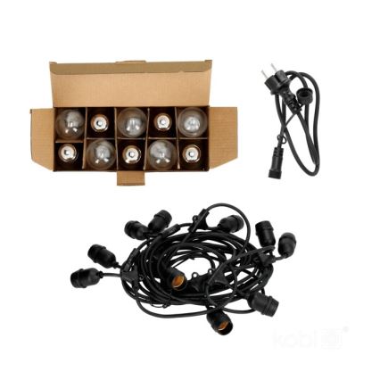 LED Väli dekoratiivne kett BAJA ST64 10xE27/1W/230V 10,9m IP44 soe valge