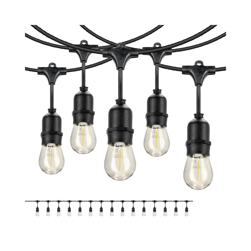 LED Väli dekoratiivne kett BAJA ST64 15xE27/1W/230V 15,9m IP44 soe valge