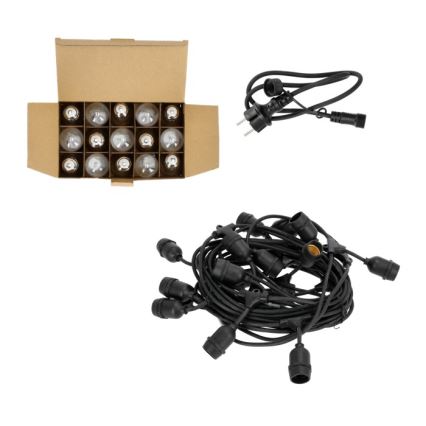 LED Väli dekoratiivne kett BAJA ST64 15xE27/1W/230V 15,9m IP44 soe valge