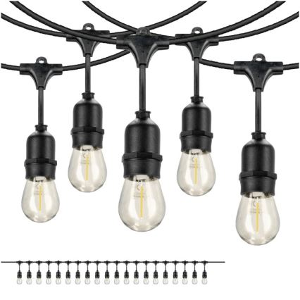 LED Väli dekoratiivne kett BAJA ST64 20xE27/1W/230V 10,9m IP44 soe valge