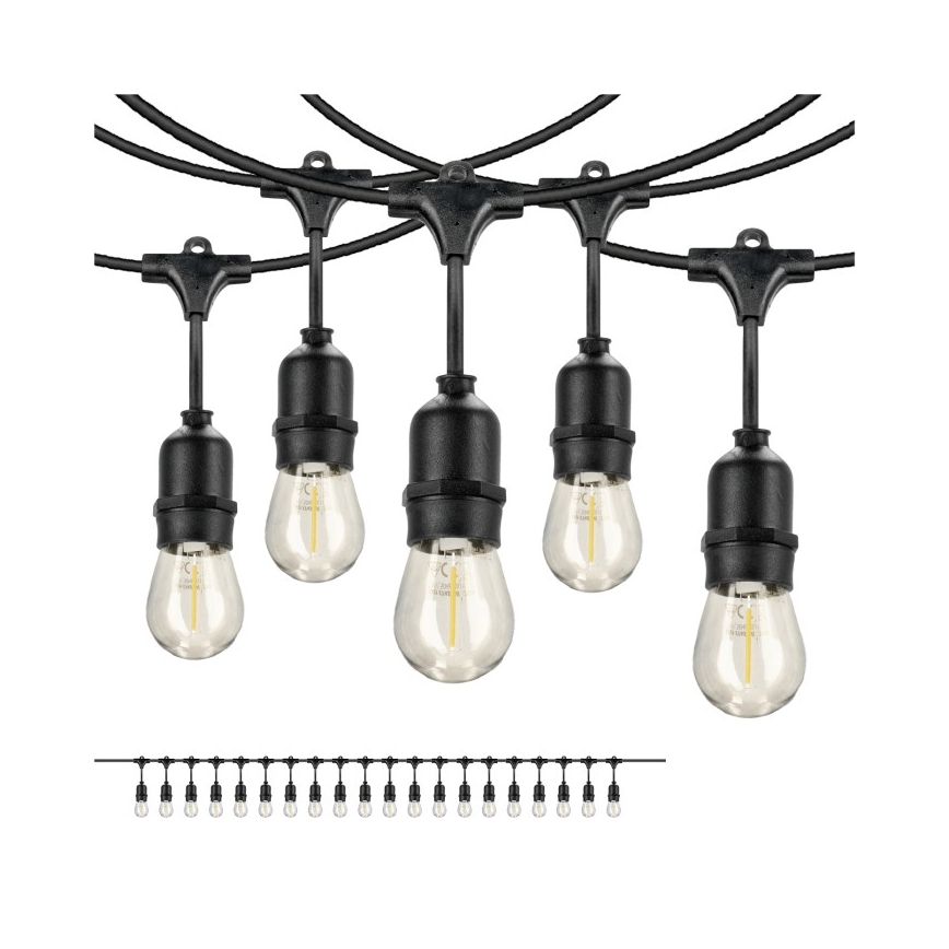 LED Väli dekoratiivne kett BAJA ST64 20xE27/1W/230V 10,9m IP44 soe valge