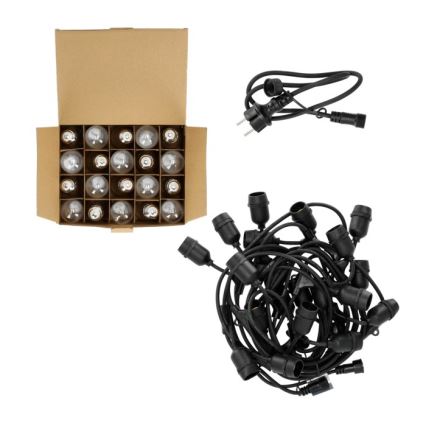 LED Väli dekoratiivne kett BAJA ST64 20xE27/1W/230V 10,9m IP44 soe valge