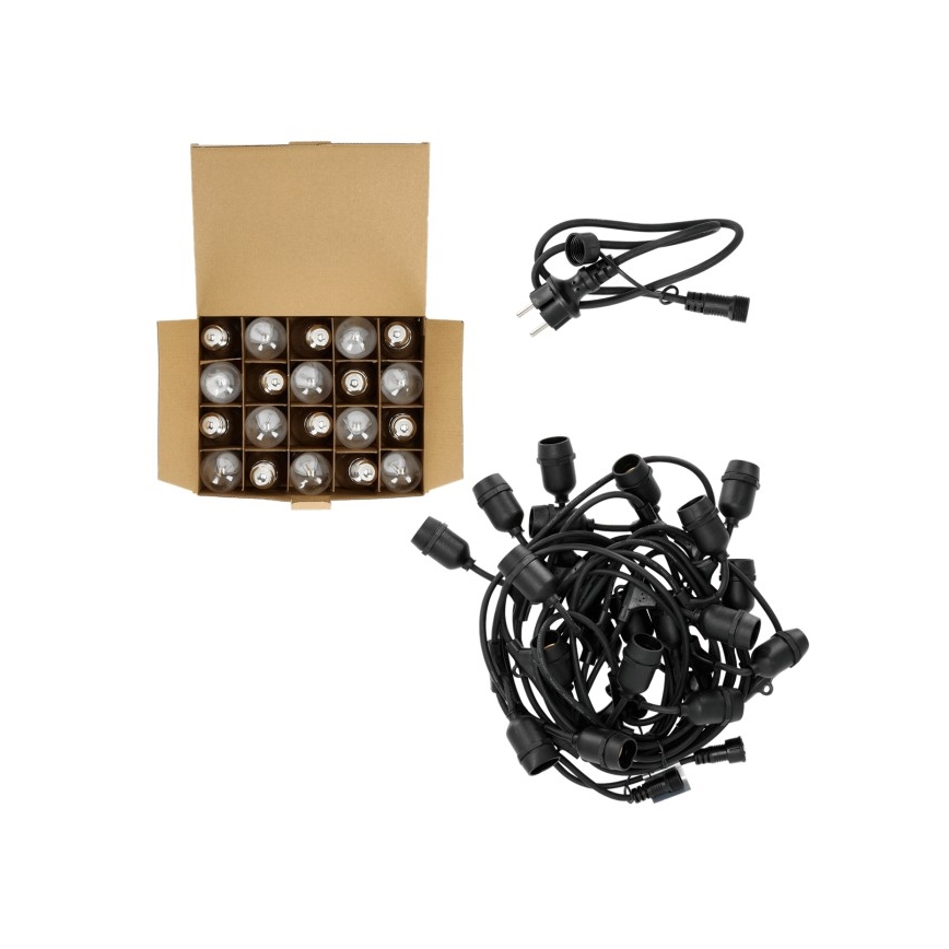 LED Väli dekoratiivne kett BAJA ST64 20xE27/1W/230V 10,9m IP44 soe valge
