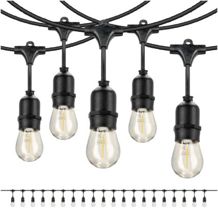 LED Väli dekoratiivne kett BAJA ST64 20xE27/1W/230V 20,9m IP44 soe valge