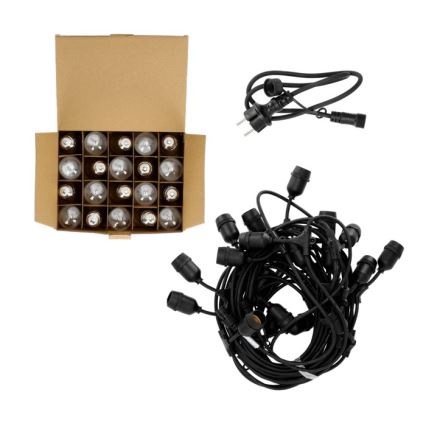 LED Väli dekoratiivne kett BAJA ST64 20xE27/1W/230V 20,9m IP44 soe valge