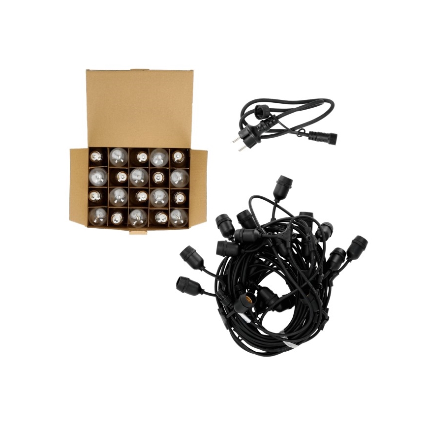 LED Väli dekoratiivne kett BAJA ST64 20xE27/1W/230V 20,9m IP44 soe valge