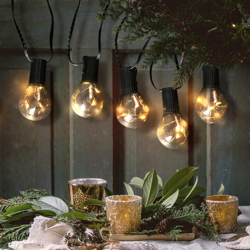 LED Väli dekoratiivne kett GARLAND 10xLED/3xAA 3m IP44 soe valge