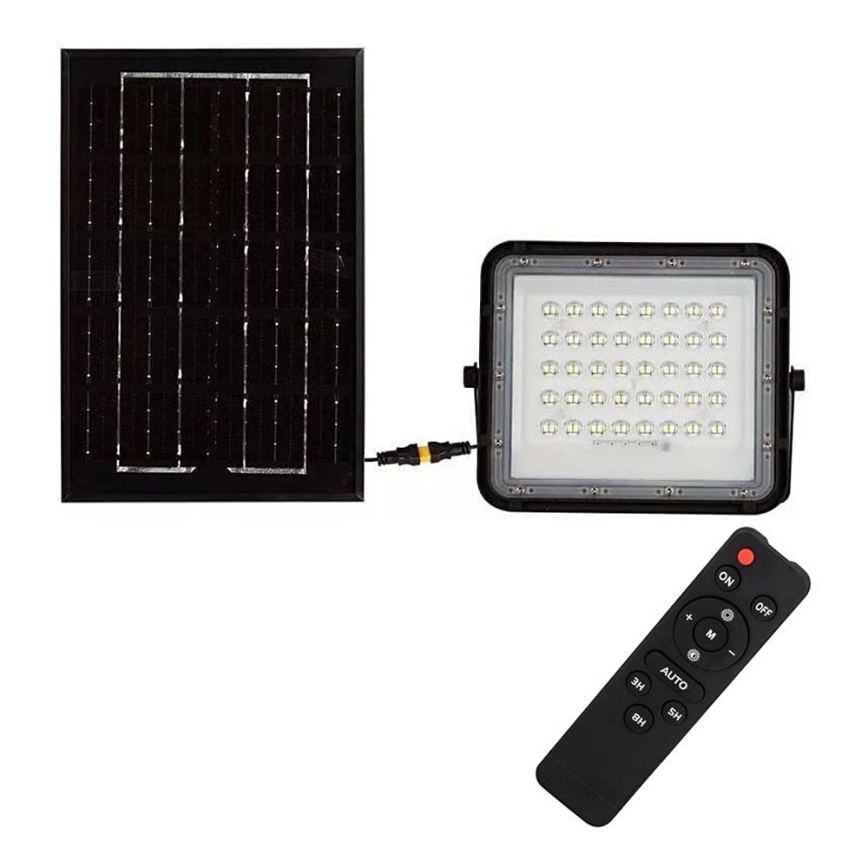 LED Väli Hämardatav päikesepaneeliga prožektor LED/6W/3,2V IP65 6400K 5000 mAh must + kaugjuhtimispult