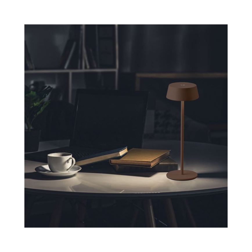 LED Väli hämardatav puutetundlik laetav laualamp LED/2W/5V 4400 mAh IP54 pruun