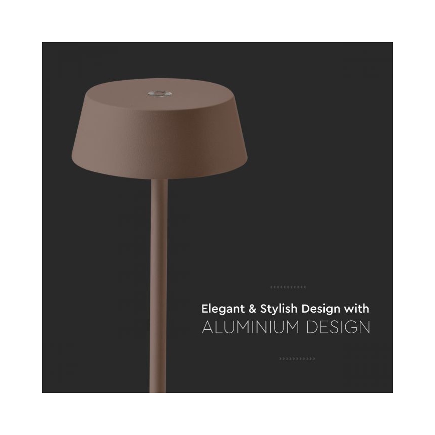 LED Väli hämardatav puutetundlik laetav laualamp LED/2W/5V 4400 mAh IP54 pruun
