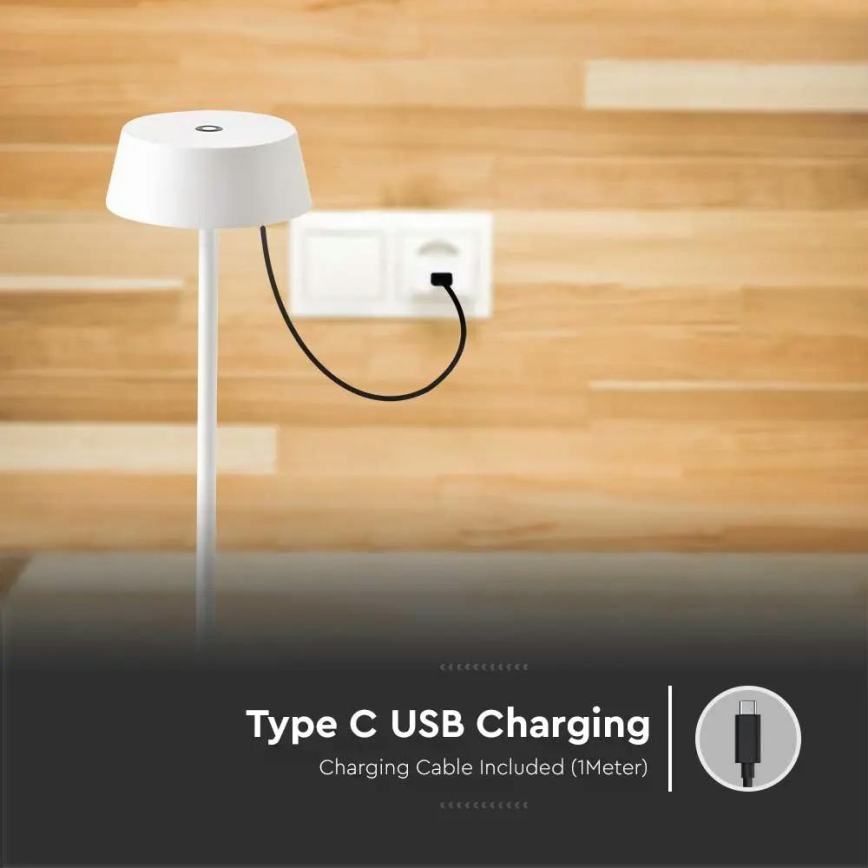 LED Väli hämardatav puutetundlik laetav laualamp LED/2W/5V 4400 mAh IP54 valge