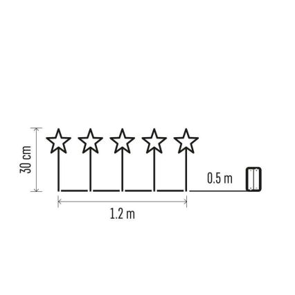 LED Väli jõulukaunistus 5xLED/3xAA IP44 tähed