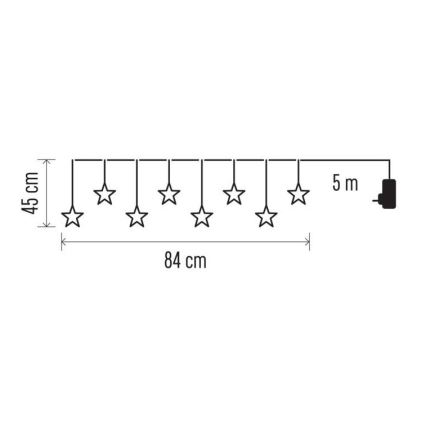 LED Väli jõuluteemaline kett 8xLED/5,84m IP44 tähed