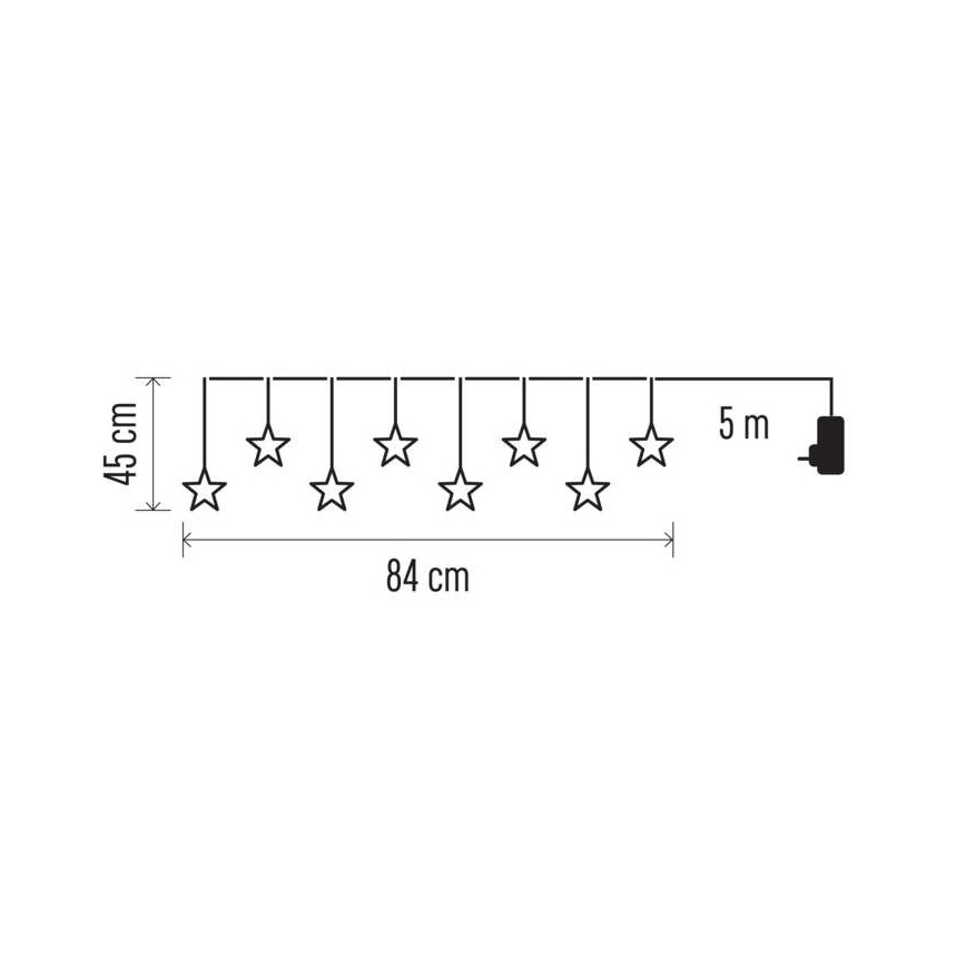 LED Väli jõuluteemaline kett 8xLED/5,84m IP44 tähed