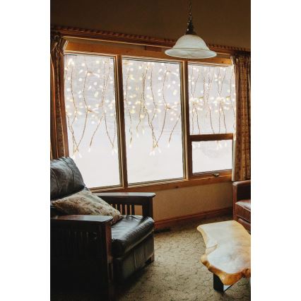 LED Väli jõuluteemaline valguskardin CURTAIN 360xLED/3,6W/230V 2x2 m IP44 soe valge