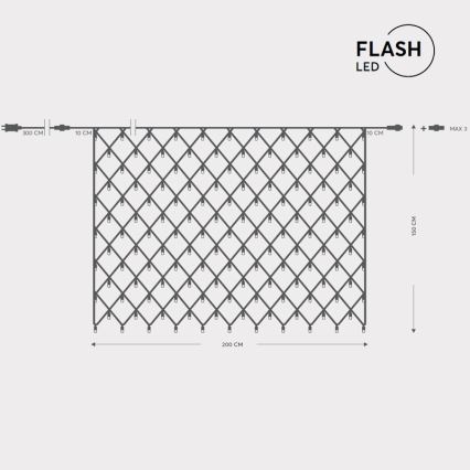 LED Väli jõuluteemaline valguskardin NET 240xLED/7,2W/230V 1,5x2 m IP44 soe valge