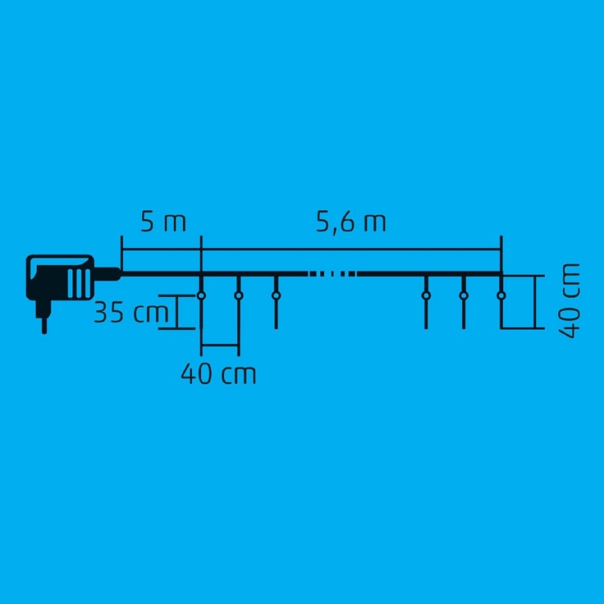 LED Väli jõuluteemaline valguskett 360xLED 10,6m IP44 külm valge