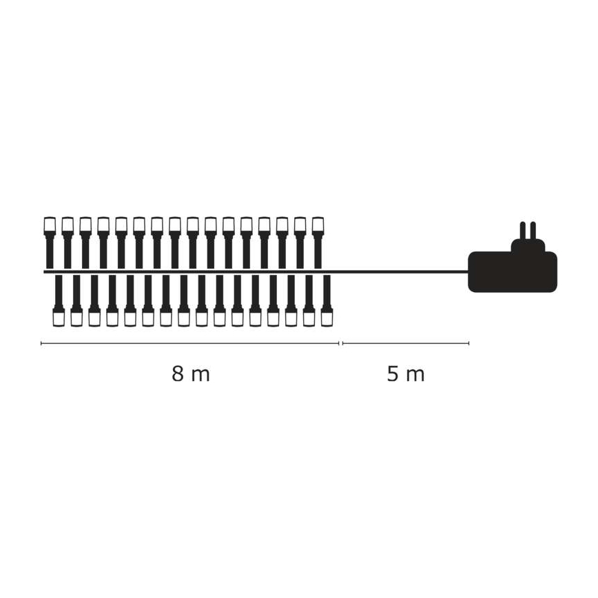 LED Väli jõuluteemaline valguskett 80xLED/13m IP44 soe valge