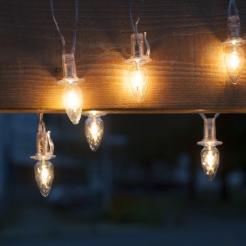 LED Väli jõuluteemaline valguskett CONE FILAMENT 20xE10 19m läbipaistev/soe valge IP44, Toodetud EL-.is
