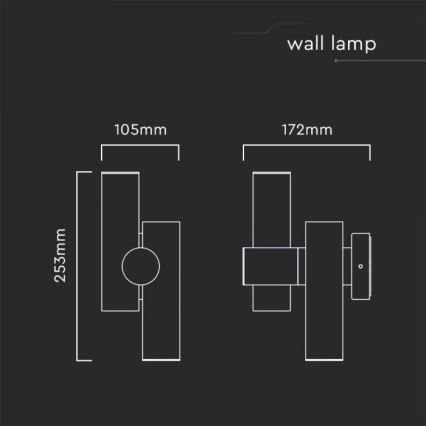 LED Paindlik väli kohtvalgusti 2xLED/3W/230V 3000K IP44 must