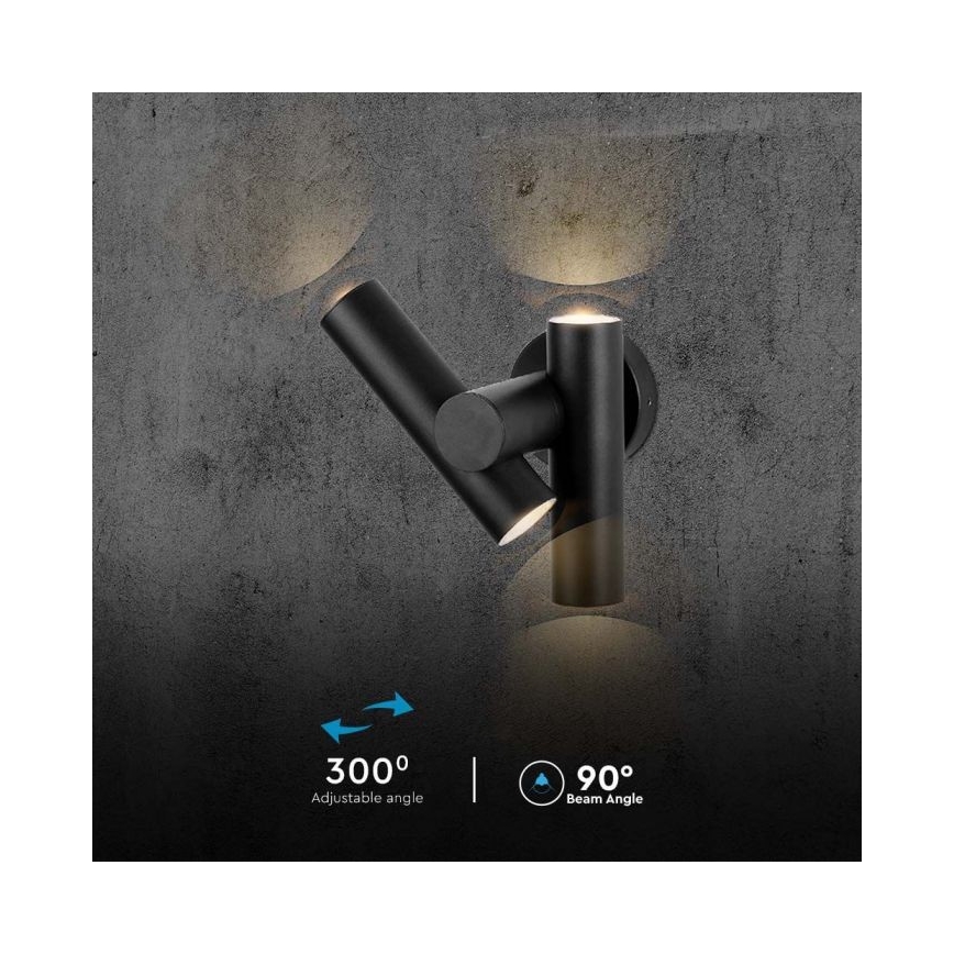 LED Paindlik väli kohtvalgusti 2xLED/3W/230V 4000K IP44 must