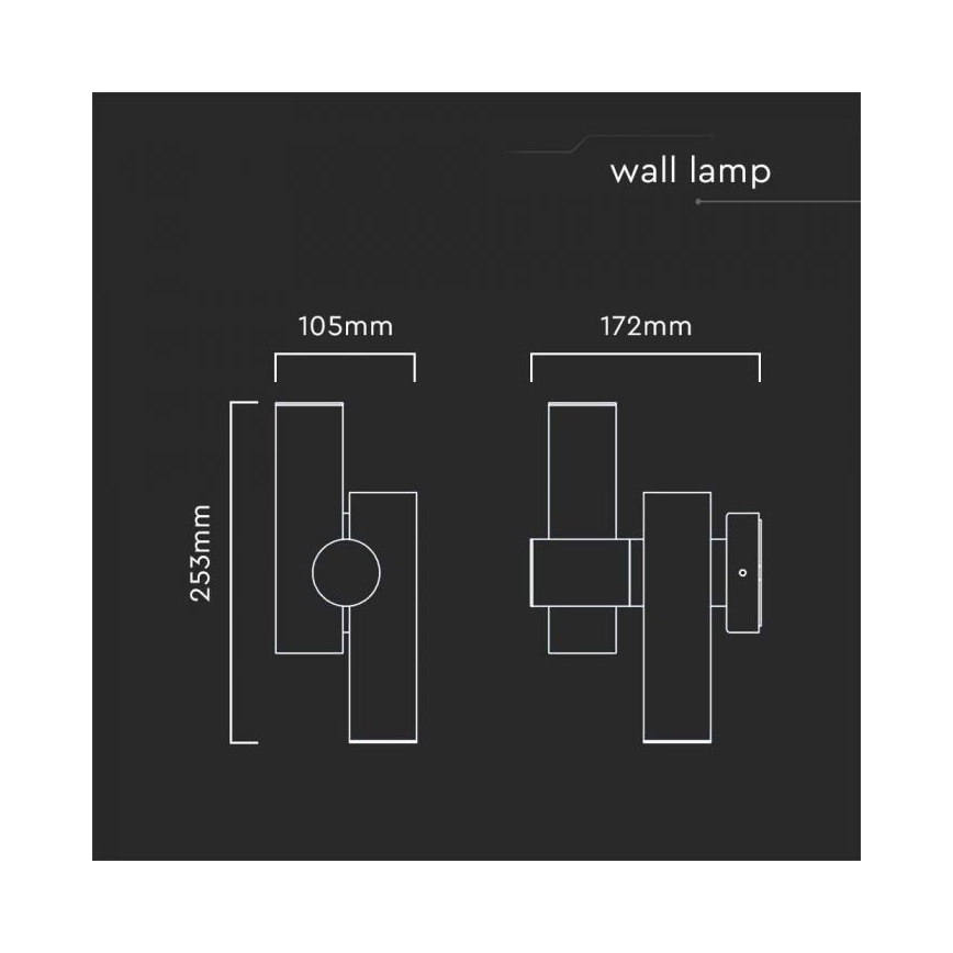 LED Paindlik väli kohtvalgusti 2xLED/3W/230V 4000K IP44 must