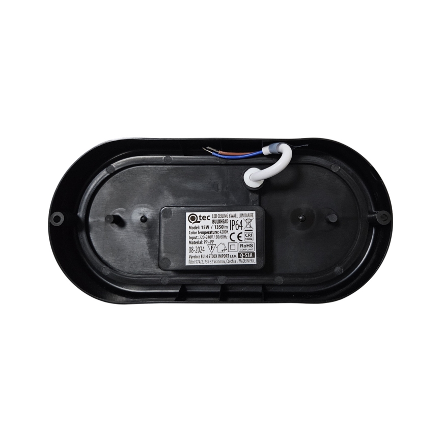 LEd Väli laevalgusti LED/15W/230V 4200K 20x9,8 cm IP64 must