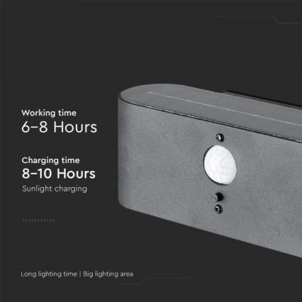 LED Väli päikesepaneeliga seinavalgusti anduriga LED/2,5W/3,7V 3000K IP54 2000 mAh