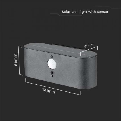 LED Väli päikesepaneeliga seinavalgusti anduriga LED/2,5W/3,7V 3000K IP54 2000 mAh