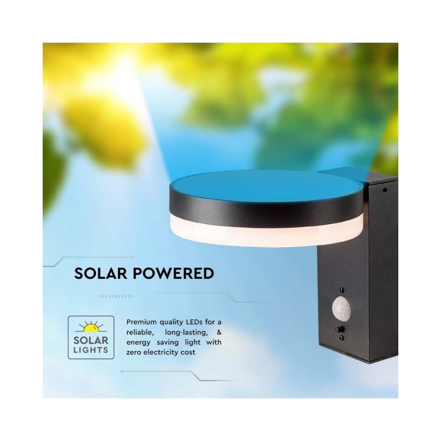 LED Väli päikesepaneeliga seinavalgusti anduriga LED/5,5W/3,7V 3000K IP54 2000 mAh